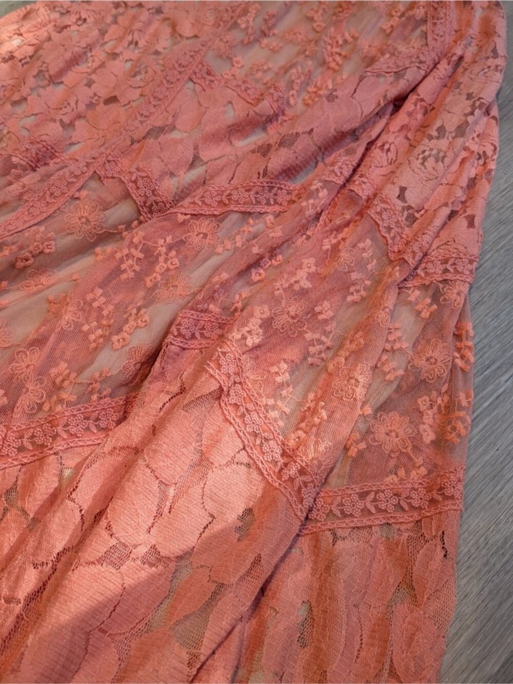 Anthropologie Lace Pink Coral Maxi Skirt - Picture 5 of 6